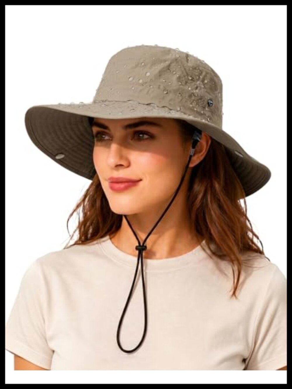 Wide Brim Waterproof Bucket Rain Hat UPF50+ Cowboy Sun Hat Adjustable